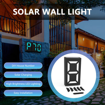 CUGUU Solar Light LED House Number Digits Doorplate Wall Mount Lights Wall Mounted 6 LED Bulb Lighting House Number Light House Number Light With Solar Power
