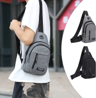 กระเป๋า Crossbody สำหรับผู้ชายหูฟังกระเป๋าเป้มีรู USB สำหรับการเดินทางกระเป๋าตั้งแคมป์กันน้ำ