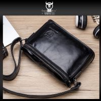 Soft Leather Mens Singles Shoulder Inclined Bag Cross Section Head Layer Cowhide Postman Leisure Trend Popular Logo Of