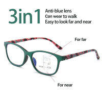 3in1 HD Progressive Multifocal แว่นตาอ่านหนังสือแว่นตาสำหรับทั้งชายและหญิง Anti-เลนส์สีน้ำเงินดู Far และใกล้แว่นตา