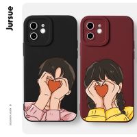 Ready Stock! JURSUE เคสคู่ เคสไอโฟน คู่รัก กันกระแทกซิลิโคนนุ่มการ์ตูนน่ารักตลก เคสโทรศัพท์ Compatible for iPhone 14 13 12 11 Pro Max SE 2020 X XR XS 8 7 6 6S Plus พลัส XYH211