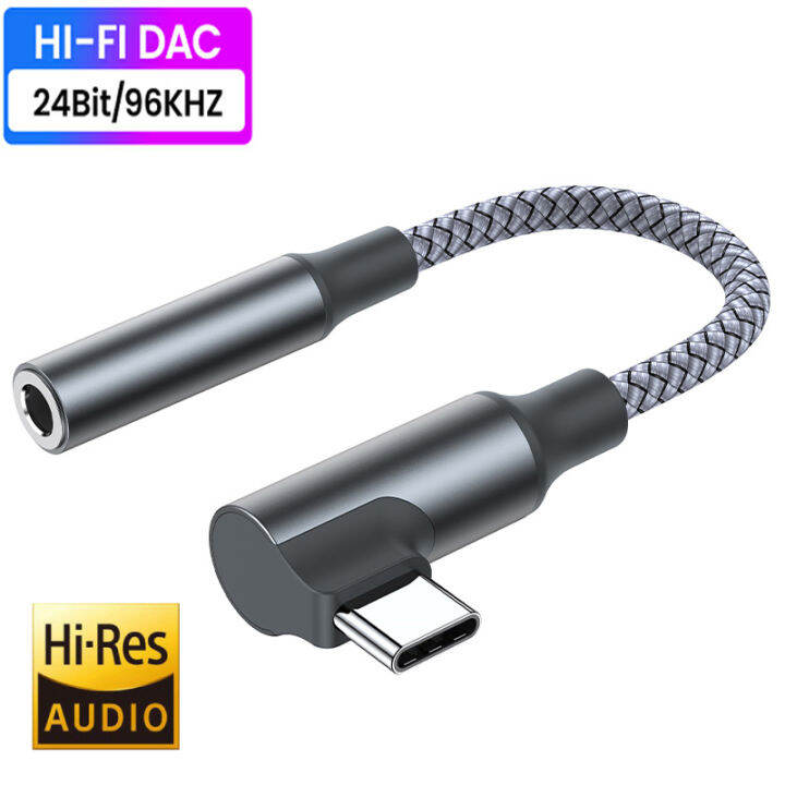 HiFi DAC Audio Adapter USB C to 3.5 Jack Headphone Amplifier Aux Cable