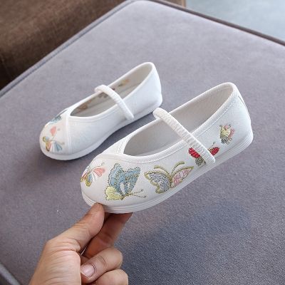 2021 Retro Fashion Footwear Embroidery Kids Girl Chinese Style Han Dynasty Princess Fairy Dance Shoes Match with Hanfu E10144
