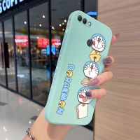 Yiเวปไซต์สำหรับ Huawei Y9 2018เคสการ์ตูนแมวโดราเอมอนเคสโทรศัพท์ด้านข้างขอบสี่เหลี่ยมเคสซิลิโคนกันกระแทกปลอกปกหลังแบบเต็มกล้องป้องกันซอฟท์เคส