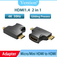 Vention Mini/micro HDMI To HDMI Adapter 2 In 1 3D 1080P ตัวแปลง HDMI ชาย-หญิงสำหรับจอภาพทีวีโปรเจคเตอร์ Camera