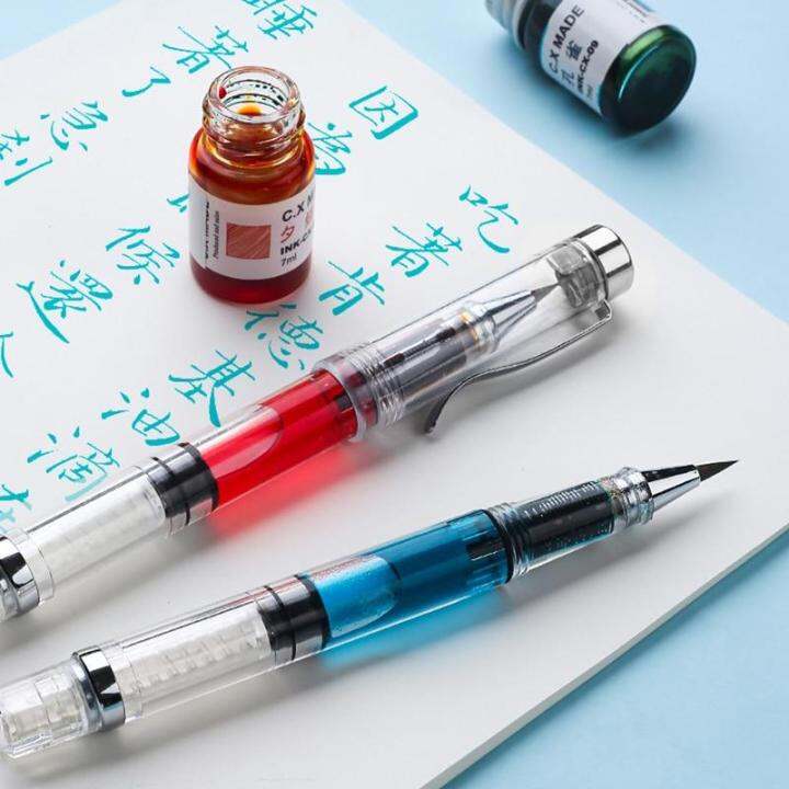 chinese-transparent-beauty-calligraphy-ink-brush-pen-water-brush-refillable-ink-pen-art-supplies-writing-signature-tools-gift