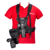 เสื้อกั๊กสายคล้องอกสำหรับ Canon Nikon Sony Pentax DSLR,เสื้อกั๊กใส่กล้อง2ตัวพร้อมสายรัดด้านข้าง