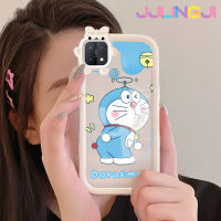 Jjlingji เคสสำหรับ OPPO A15 A35 A15s 4G เคสการ์ตูนโดราเอมอนสีสันสดใสน่ารักมอนสเตอร์ตัวน้อยน่ารักเคสซิลิโคนเลนส์กล้องถ่ายรูปแบบนิ่มโปร่งใสกันกระแทกแบบใสง่าย