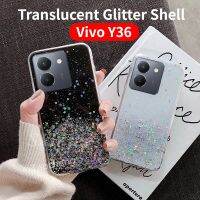 เคสสำหรับ Vivo Y36 VivoY36 4G 5G 2023เคสโทรศัพท์กลิตเตอร์ TPU นุ่มใสสีชมพูเคสใสแวววาวกันกระแทก