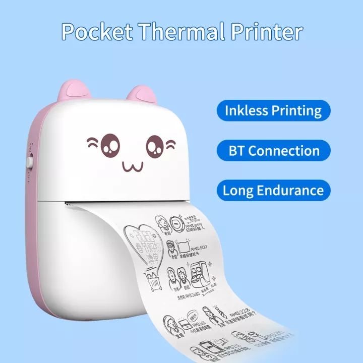 Mini Adhesive Label Printer Portable Thermal Printer Bluetooth Photo  Printing Portable Pocket Printer 57mm for Android IOS.