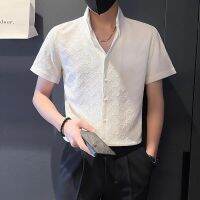 High end Love embossed SLIM FIT เสื้อผู้ชายฤดูร้อน Street แขนสั้นชาย shire เสื้อ Luxury Social camisas Para hommee