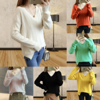 Sweater เสื้อสเวทเตอร์ไหมพรม แขนยาว เนื้อนุ่ม ใส่สบายยืดได้เยอะ พร้อมส่ง