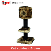 Colacat Cat condos - Brown  คอนโดแมว ที่ข่วนเล็บแมว 2 ชั้น ฐานทรงสี่เหลี่ยม สีน้ำตาล