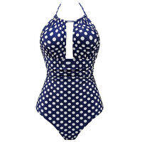 ผู้หญิงเซ็กซี่ Ruched Tummy Control ชุดว่ายน้ำบิกินี่ Halter Keyhole V คอ Monokini