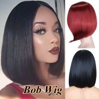 QQXCAIW Short Straight Bob Synthetic hair Wig For Women Middle Part Black Brown Red Blonde 12 inch Wigs [ Hot sell ] Decoration Center