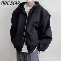 TIDE BEAR เสื้อสเวตเตอร์เสริมไหล่บุนวมเสื้อแจ็คเก็ตขนาดใหญ่นักเรียนแจ็คเก็ตเสื้อคลุมหน้าอกวัยรุ่นป๊อป