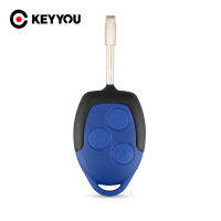 KEYYOU 10X 3ปุ่มเชื่อมต่อชุดรีโมทกุญแจรถปกเชลล์กรณีจัดแต่งทรงผมสำหรับ Ford TRANSIT Blue Case