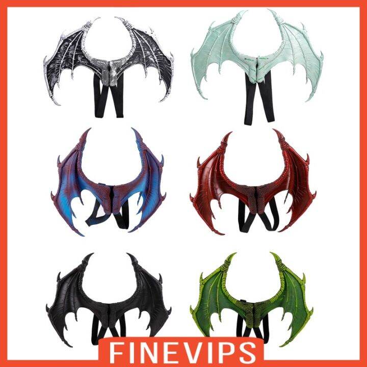 finevips-เครื่องแต่งกายฮาโลวีน-ปีกมังกรปีศาจ-สีดํา-สําหรับเด็กผู้หญิง-เด็กผู้ชาย-วัยรุ่น