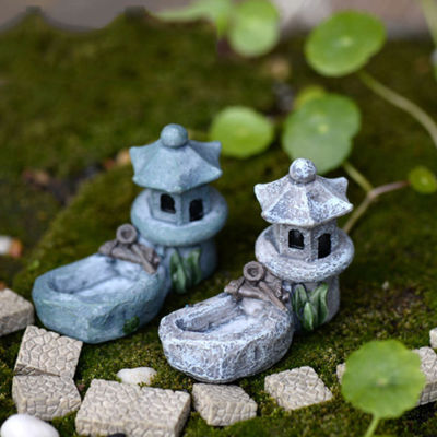 ของขวัญ Fairy Figurines งานฝีมือ Retro Pond Tower สีสุ่ม DIY Micro Landscape เรซิ่นบ้านสวนเครื่องประดับ