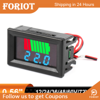 Foriot  ดีมอร์0.56 "เครื่องทดสอบเครื่องวัดแรงดันไฟฟ้าแบบดิจิตอลไฟ LED 12/24/36/48/60V เครื่องวัดไฟฟ้ารถไฟฟ้า DIY ขนาดเล็กตัวบ่งชี้ระดับเครื่องวัดแบตเตอรี่ทดสอบ