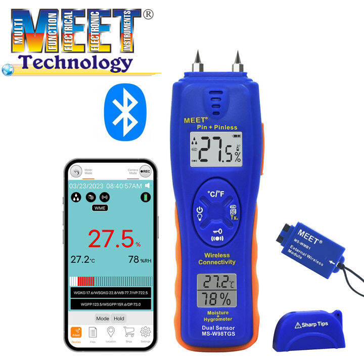 MEET 4in1 Nondestructive Wood Moisture Meter with Bluetooth Water