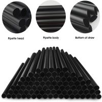 ✿ 100Pcs Black Plastic Straws Drinking Disposable Rietjes 21cm Long Flexible Cocktail Straw For Kitchen Beverage Accessories