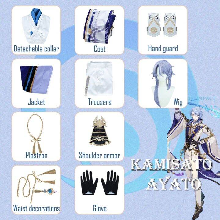 kamisato-ayato-cosplay-genshin-impact-costume-uniform-wig-anime-halloween-costumes-for-men-game