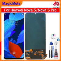 MagicMeta จอแสดงผล OLED แทนโดยหัวเว่ย Nova 5/Nova 5 Pro LCD หน้าจอสัมผัสประกอบดิจิทัลสำหรับ Huawei Nova 5 SEA-AL00 SEA-TL00 Nova 5 Pro SEA-AL10 SEA-TL10 Lcd