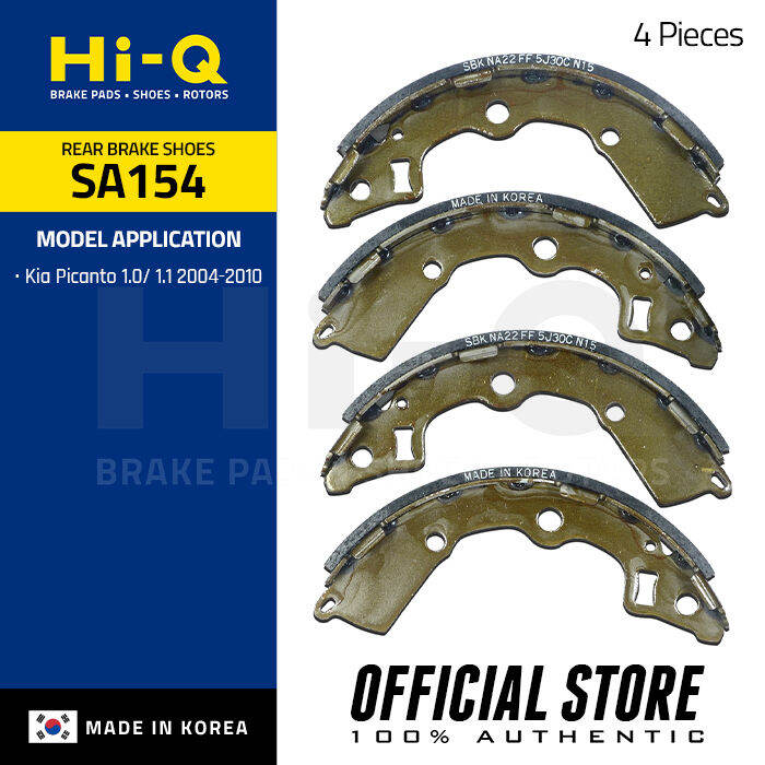 HiQ Rear Brake Shoes for Kia Picanto 1.0/1.1 20042010 SA154 Lazada PH