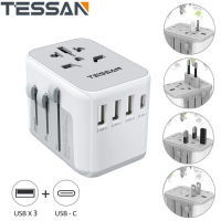 Universal travel adapter with 3 USB Ports+(1 USB C),for Europe Germany France Spain Ireland Australia Type I/C/G/A,TESSAN Travel Charger Type C Adaptor Universal Socket , International Adapter Worldwide UK Adaptor Socket Travel Plug SG/US/AU/EU Adaptor