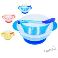 【hot sale】 ❆▼▨ C01 2pcs/ set Baby Feeding Tableware kids Plate Sucker Bowl with Spoon Cover