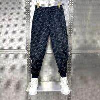 Pantalones Hombre Summer New Ice Silk Black Sweatpants All-match Slim Sports Elastic Waist Drawstring Casual Pants Streetwear