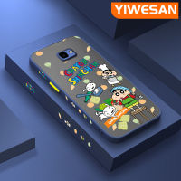 YIWESAN เคสปลอกสำหรับ Samsung Galaxy 2018 J4บวก2018 J4ลายการ์ตูนดินสอสีชินจันขอบสี่เหลี่ยมใหม่เคสป้องกันเลนส์กล้องซิลิโคนแข็งเคสนิ่มใส่โทรศัพท์แข็งกันกระแทก