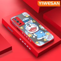 YIWESAN เคสสำหรับ VIVO Y76 5G เคส Y74s Y76s 5G ลายการ์ตูนโดราเอมอนน่ารักบางมีน้ำค้างแข็งโปร่งใสแข็งขอบสี่เหลี่ยมกันกระแทกปลอกซิลิโคนคลุมทั้งหมดเคสนิ่มสำหรับปกป้อง