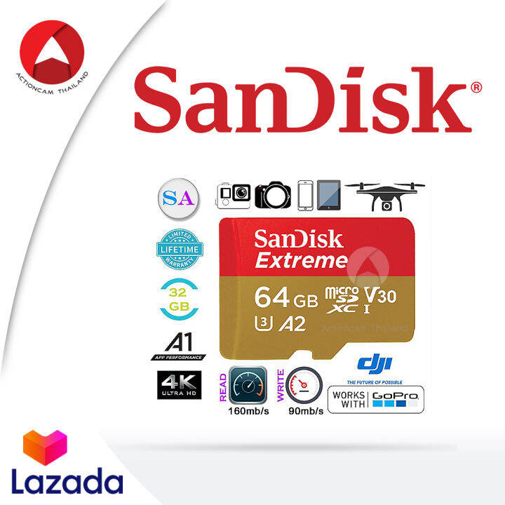 sandisk-extreme-microsdxc-card-v30-u3-a2-64gb-170mb-s-r-80mb-s-w-sdsqxah-064g-gn6gn-1-mobile-gaming-lifetime-limitedแท็บเล็ต-โทรศัพท์-มือถือ-สมาร์ทโ