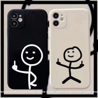 xinhuilinmeimaoyiyou Compatible iPhone 13 12 SE2020 X XR Xs 7 8 6 6s เคสโทรศัพท์ ลายการ์ตูน Stickman เคสนิ่ม