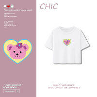 เสื้อสั้นหลวม CHIC  หมีน่ารักพิมพ์แขนสั้นสบาย ๆ T0288