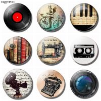 Vinyl Record Refrigerator Magnet Antique Piano Tape Phone Bicycle Camera Sewing Machine Typewriter 30MM Glass Dome Fridge Magnet