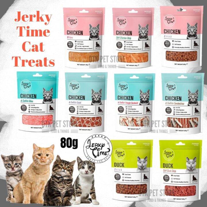Jerky Time Real Meat Cat Treats / Natural Human Grade Cat Snacks 80g