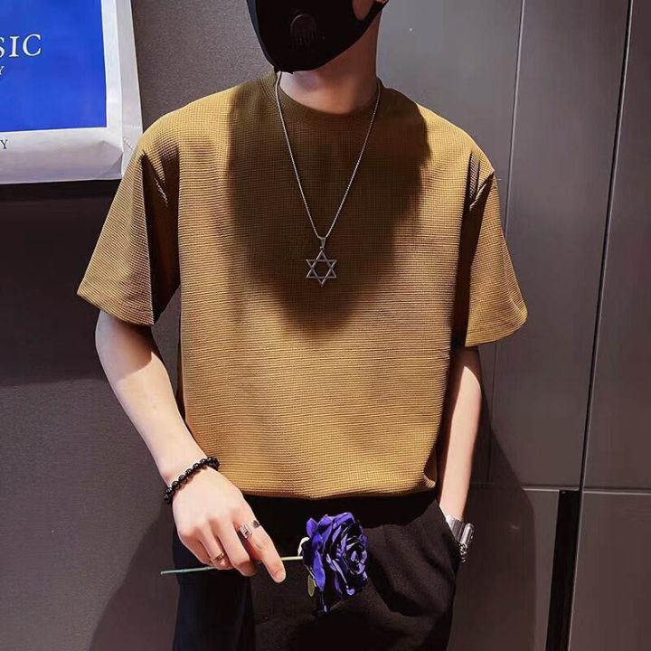 พร้อมส่ง-t-shirt-601-เสื้อยืดคอกลม-เสื้อยืดผุ้ชาย-เสื้อยืดวินเทจ-เสื้อคอกลมแขนสั้น-เสือผ้าผู้ชายผ้ารังผึ้ง-สีพื้น-เสื้อทรงเกาหลี