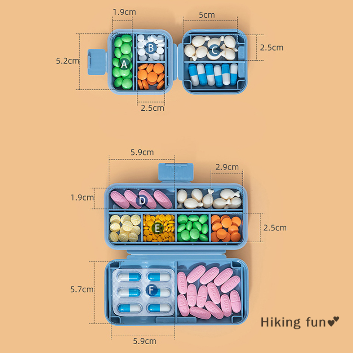 hiking-fun-กล่องยาแบบพกพาทุกวันกล่องยาสำหรับจัดระเบียบยาแบบห่วงซิลิโคนกันความชื้นสำหรับใส่กระเป๋าใส่ยาแบบพกพาได้ทุกวัน