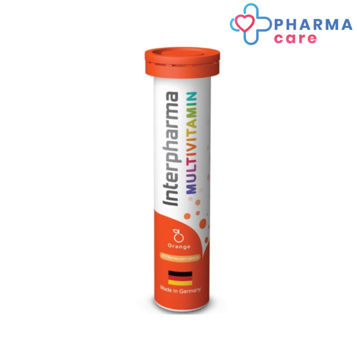 interpharma-multivitamin-เม็ดฟู่รสส้ม-sugar-free-premium-quality-จาก-germany-บรรจุ-20-เม็ด-pharmacare