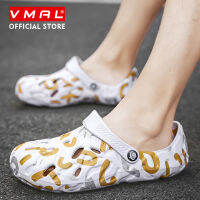 VMAL รองเท้าแตะผู้ชายสำหรับรองเท้าวุ้น,รองเท้า Croc รองเท้าเดินชายหาด Sepatu Kebun กลวงรองเท้าแตะกราฟฟิตีกันน้ำรองเท้าแตะชายหาดเหมาะกับถนนลำลองทุกแบบที่เข้าได้กับทุกชีวิตประจำวัน40-49