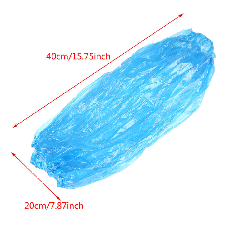 nansouf-100ชิ้น-แพ็คปลอกแขนพลาสติก-pe-แบบใช้แล้วทิ้ง-กันน้ำได้ปลอกหุ้มห่อทับ