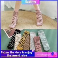 GUZHRNG Christmas gift Plush Winter Warm Sleep Bed Sock Leopard Sox Thickening Coral velvet socks