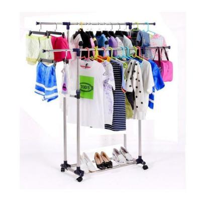 Garment rack Wardrobe drying rack sin ราวแขวนผ้า บาร์คู่ ราวแขวนผ้ามีล้อ ราวตากผ้า 2 ชั้น ราวแขวนผ้าสแตนเลส