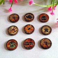 50Pcs/Set 20mm Random Mix Retro print Wooden Buttons Sewing Scrapbooking DIY Accessories Botones