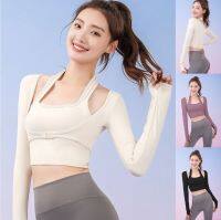 ใหม่✨พร้อมส่ง❄️(YOGA-627) เสื้อออกกำลังกายผู้หญิง เสื้อครอปโยคะแขนยาว เสื้อบราแขนยาว แบบ 2 ชั้น