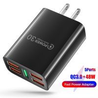 【Taotao Electronics】 5พอร์ต USB Charger Quick Charge 3.0 4.0 48W Fast Charging สำหรับ iPhone 13 12 Pro Max 11 Samsung Xiaomi Huawei Wall เครื่องชาร์จโทรศัพท์