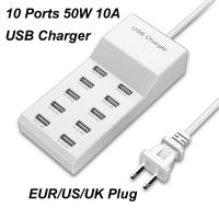 10พอร์ต50W 10A 5V/2.1A 5V/1A USB ฮับผนังแหล่งจ่ายไฟ AC เร็วอะแดปเตอร์ที่ชาร์จสำหรับชาร์จเดินทางกับเรา J28ปลั๊ก EU สำหรับ M